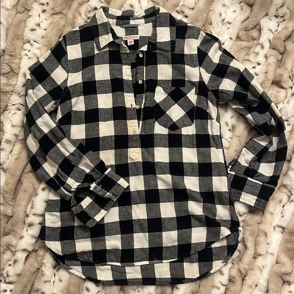 Merona Black and White Plaid Shirt